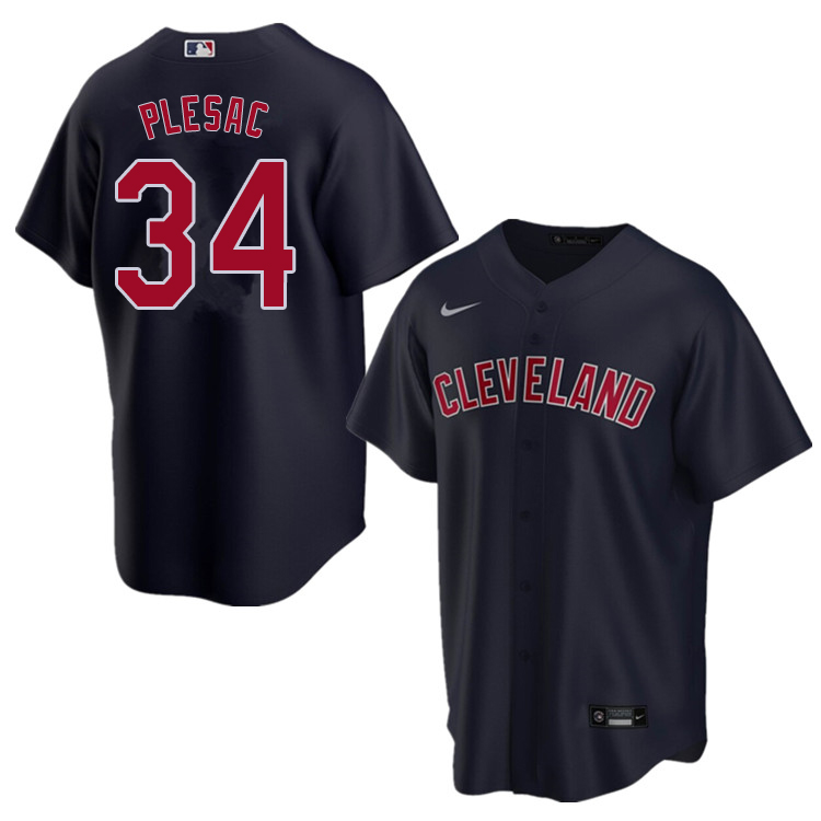 Nike Men #34 Zach Plesac Cleveland Indians Baseball Jerseys Sale-Navy